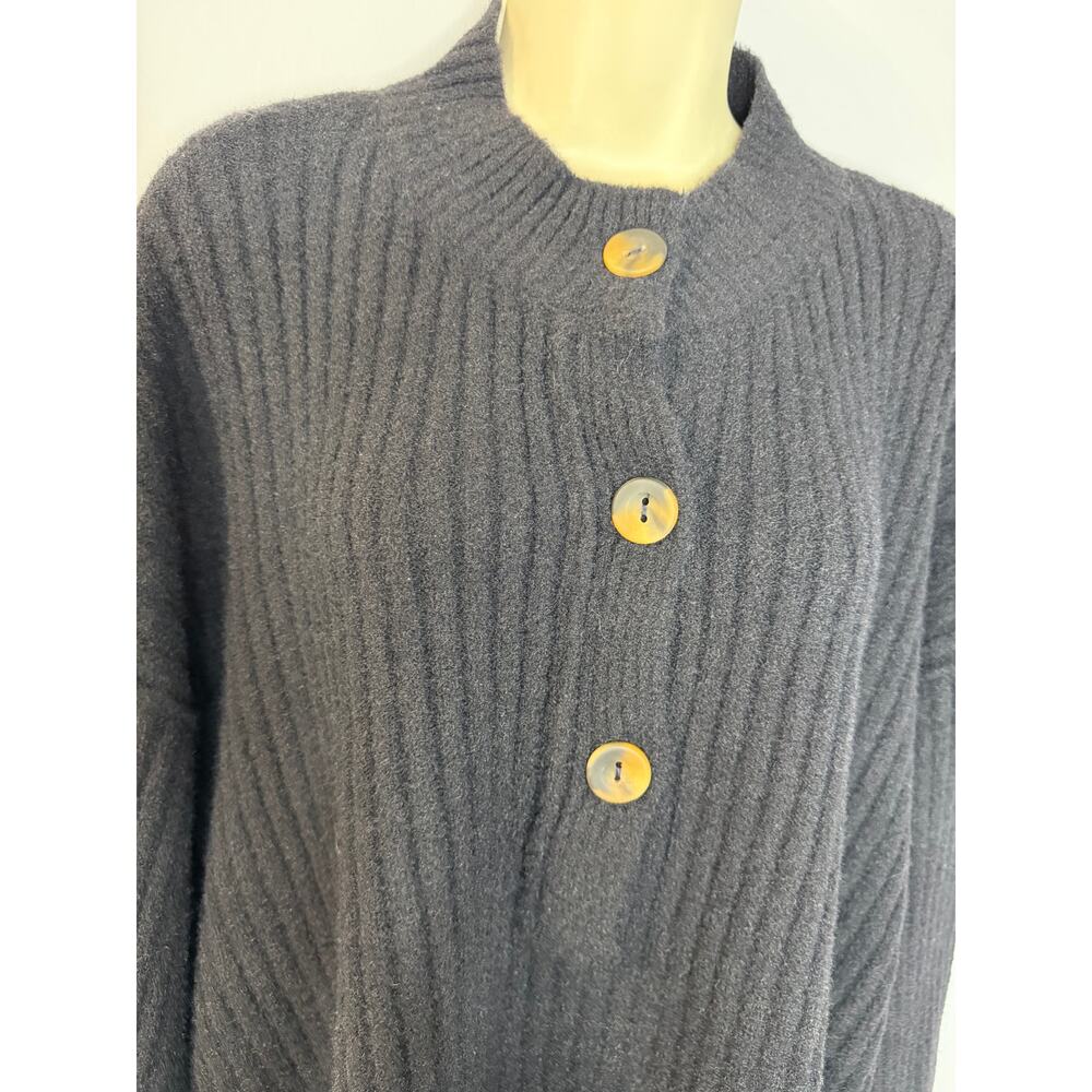 Free People Women's Cocoa Henley Pullover Sweater Black Relax Soft Sz L - Picture 8 of 13